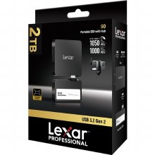 Lexar SL400 2TB Professional GO Portable SSD with Hub (Black)