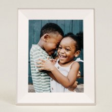 Aura Aspen Clay White 12" Dual Orientation Digital Photo Frame with White Mat