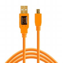 Tether Tools TetherPro USB 2.0 to Mini-B 5-Pin cable Orange (High visibility) 15ft (4.6m)