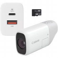 Canon PowerShot ZOOM Telephoto Monocular Compact Camera 64GB Essential Kit (White)