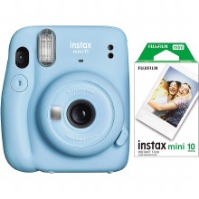 Fujifilm Instax Mini 11 Sky Blue Instant Camera plus 10 Photos