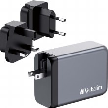 Additional picture of Verbatim GNC 140W GaN AC Wall Charger with USB-C, PD and QC 3.0 (EU/UK/US plugs)