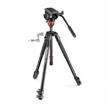Additional picture of Manfrotto 500 Fluid Video Head Flat Base with 190X Video Alu Tripod MVK500190XV