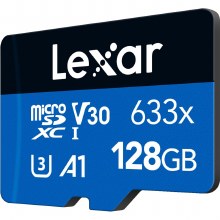 Additional picture of Lexar  128GB microSDXC UHS-I High-Performance V30 633x BLUE Memory Card (100MB/S)