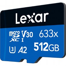Additional picture of Lexar  512GB microSDXC UHS-I High-Performance V30 633x BLUE Memory Card (100MB/S)