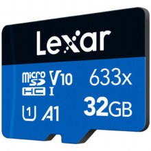 Additional picture of Lexar   32GB microSDHC UHS-I High-Performance V30 633x BLUE Memory Card (100MB/S)