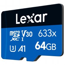Additional picture of Lexar   64GB microSDXC UHS-I High-Performance V30 633x BLUE Memory Card (100MB/S)