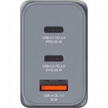 Additional picture of Verbatim GNC  65W GaN AC Wall Charger with USB-C, PD and QC 3.0 (EU/UK/US plugs)