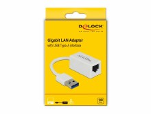 Additional picture of Delock Adapter SuperSpeed USB (USB 3.2 Gen 1) with USB Type-A male > Gigabit LAN 10/100/1000 Mbps compact white