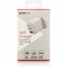 Additional picture of Groov-e GV-MA105  20W Dual USB-A & USB-C Charger with Power Delivery (PD)