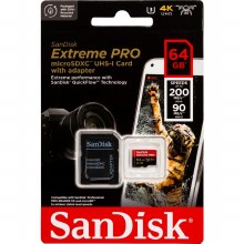 Additional picture of SanDisk   64GB microSDXC UHS-I Extreme PRO A2 U3 V30 Memory Card (200MB/s)
