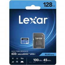 Additional picture of Lexar  128GB microSDXC UHS-I High-Performance V30 633x BLUE Memory Card (100MB/S)