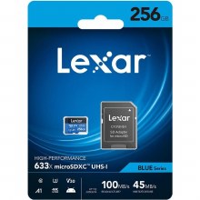 Additional picture of Lexar  256GB microSDXC UHS-I High-Performance V30 633x BLUE Memory Card (100MB/S)