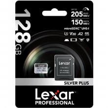 Additional picture of Lexar  128GB microSDXC UHS-I Professional V30 SILVER PLUS Memory Card (205MB/s)