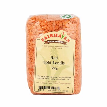 Fairhaven Wholefoods Red Split Lentils 500g