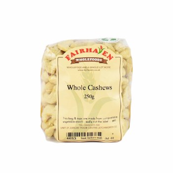 Fairhaven Wholefoods Whole Cashews 250g