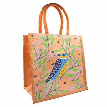 Jute Bag Floral Bird