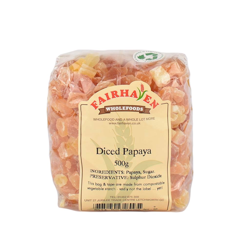 Fairhaven Wholefoods Diced Papaya 500g Fairhaven Wholefoods Ltd