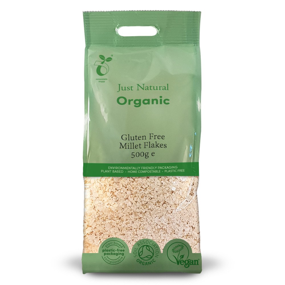 Just Natural Organic Gluten Free Millet Flakes - Fairhaven Wholefoods Ltd