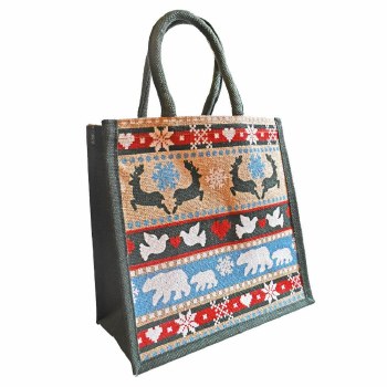 Shared Earth Jute Bag Winter Animals