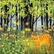 Shared Earth Greetings Card Cat In The Garden