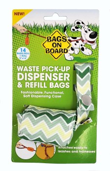 Bags on Board Waste Pick-Up Chevron Pattern Dispenser and Refill Bags 14ct