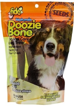 Fido Naturals Doozie Bone Dental Treats Cheese Flavor Large 4 Pack