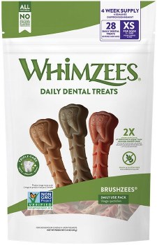 Whimzees Brushzees Extra Small Dog Dental Chew 28ct
