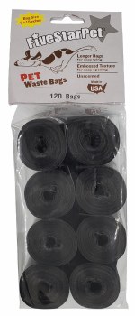 Five Star Pet Black Waste Bags Unscented 120ct