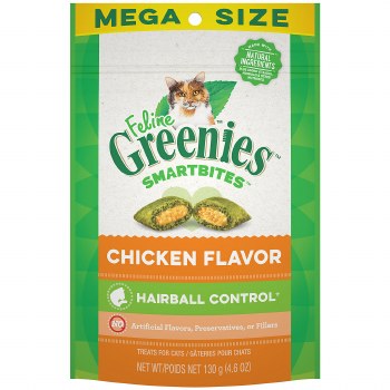 Feline Greenies Smartbites Hairball Control Treats Chicken Flavor 4.6oz