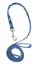 Coastal Blue Plaid Bones 6 Foot Nylon Leash 5/8"