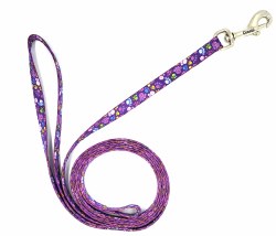 Coastal Purple Paws 6 Foot Nylon Leash 3/8"