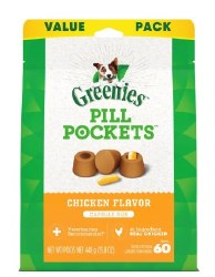 Greenies Pill Pockets Treats Chicken Flavor for Capsules 60 Pack