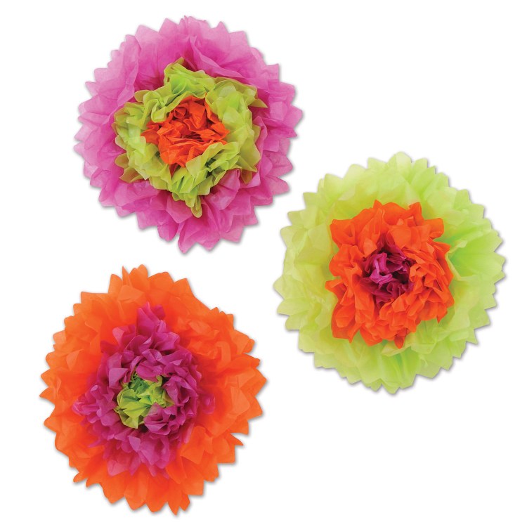 Tissue Flowers Hanging 3pk