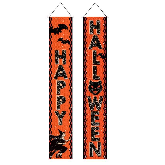 Vintage 6ft. Fabric Door Panels • Happy Halloween