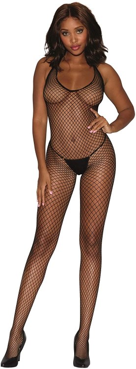Diamond-Net Halter Body Stocking