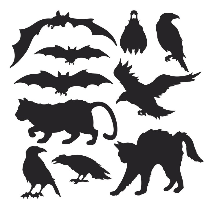 Classic Halloween Silhouette Cutouts ~ 10 Pack