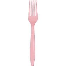 Classic Pink Plastic Forks 24ct