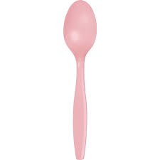 Classic Pink Plastic Spoons 24ct