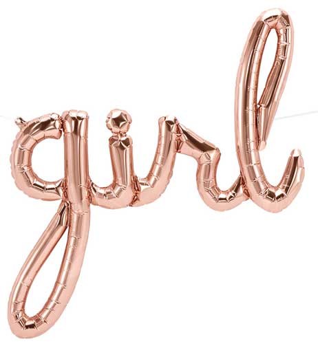 Air Fill {YOU FILL} Script Mylar Banner/Prop / Girl Rose Gold ~ 34"