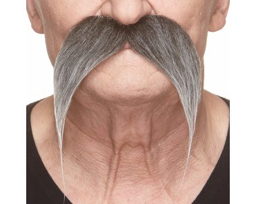 Long Cowboy Mustache Grey