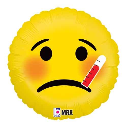 Sick Emoji • Standard Size 18&quot; Mylar Helium Balloon