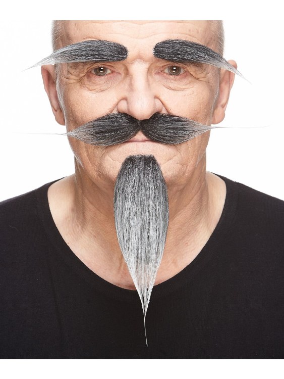 Pointed Facial Hair Kit Grey