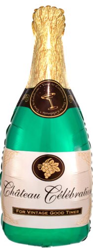 Champagne Classic Shape • Jumbo Size 36" Mylar Helium Balloon