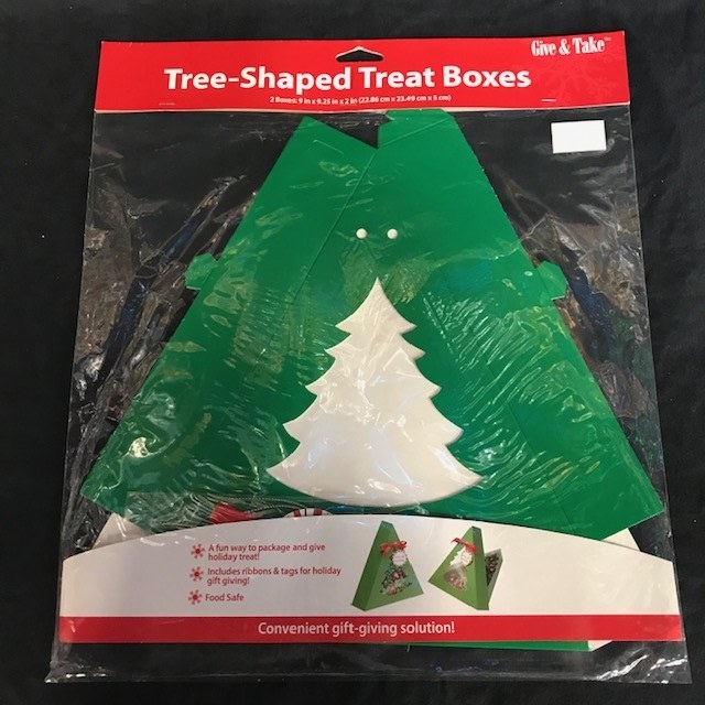 Green Christmas Tree Shaped Cookie Boxes ~ 2 Pack/9"x9"x2"