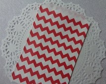 Treat Bag Paper Red Chevron Large