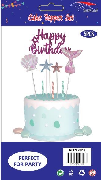 Cake Topper Mermaid 5ct