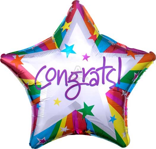 Congrats, Rainbow Star • Standard Size 17" Mylar Helium Balloon