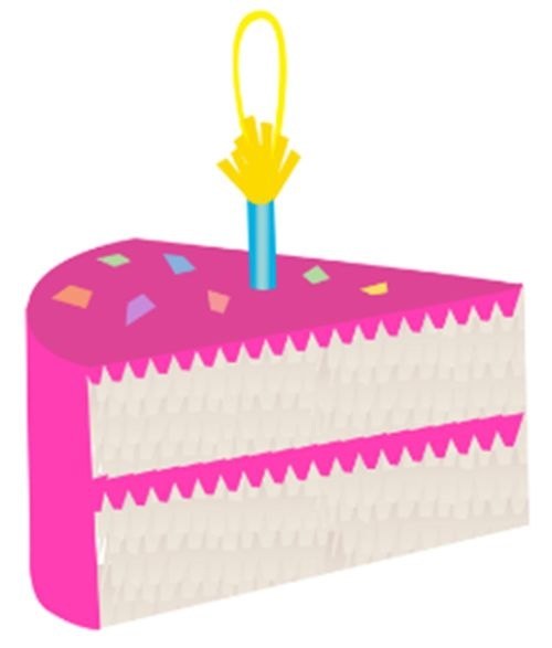 Pinata Cake Slice w/Candle Pnk