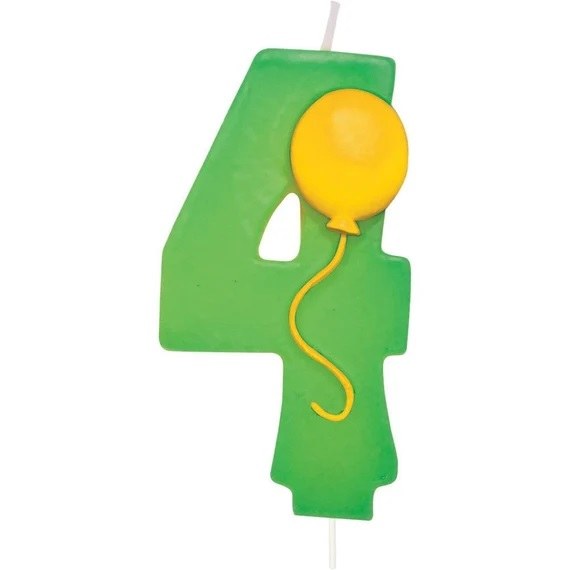 Number 4 Balloon Birthday Candle